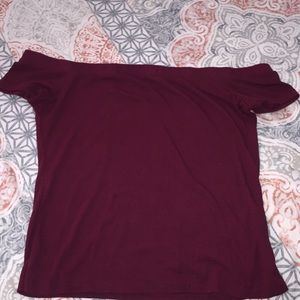 off the shoulder maroon shirt (fitted)
